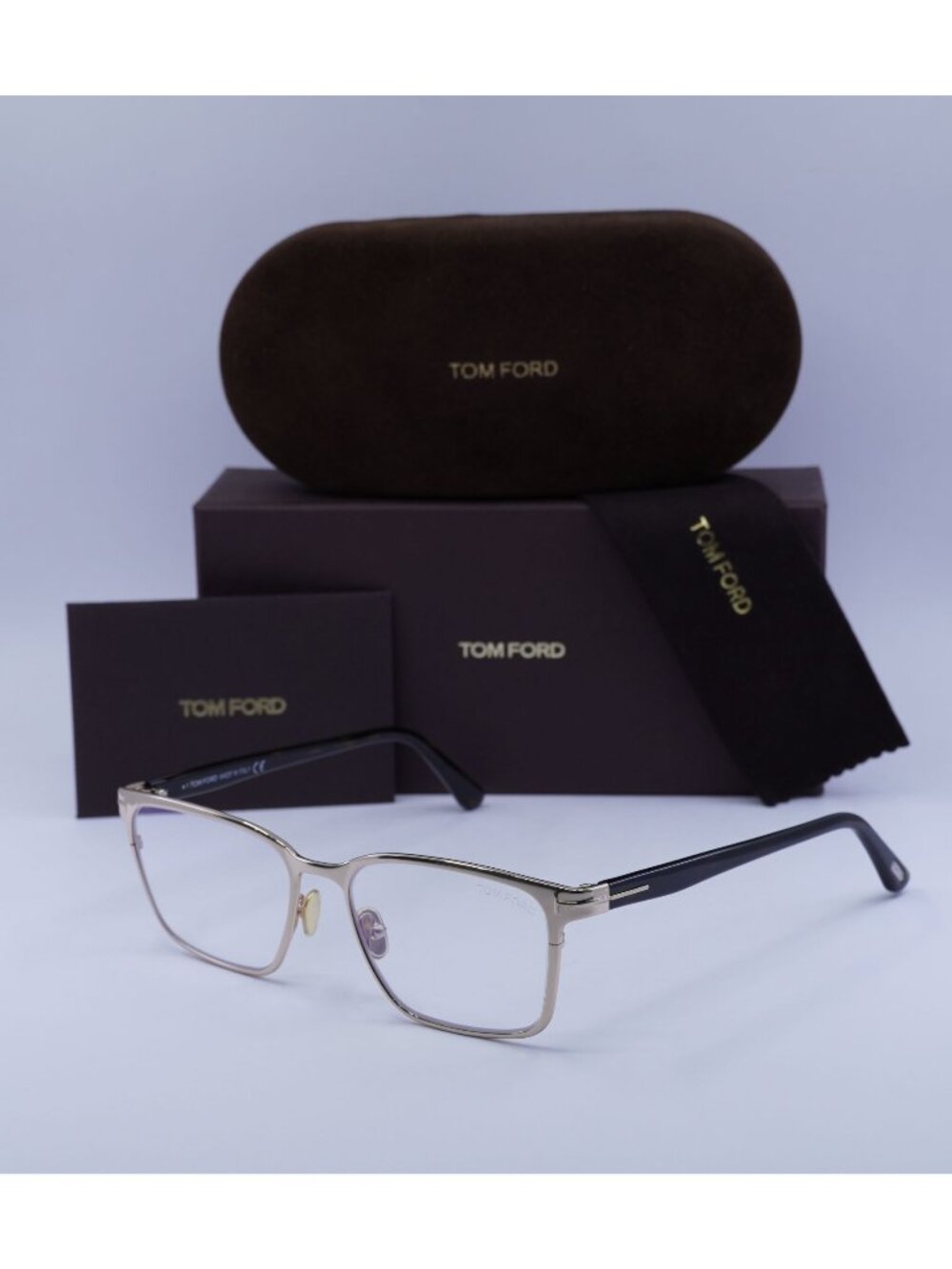 Tom Ford FT5733-B 028 Rectangle Eyeglasses 53mm - Gold / Blue Light Block